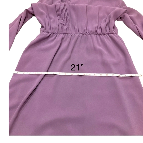 Vintge 70s Boho Long Sleeve Crepe Midi Belted  Dress Canadian Unionmade Purple - Picture 9 of 16